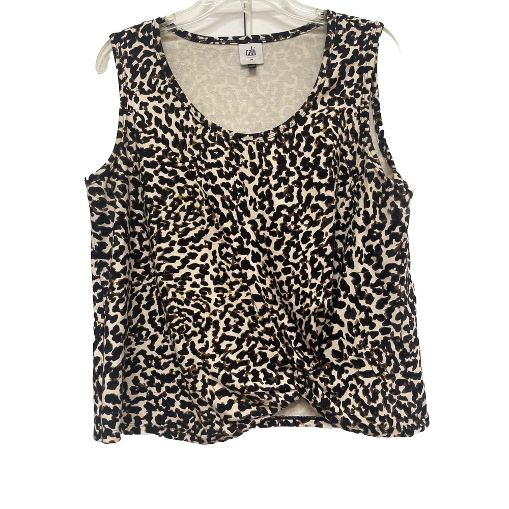 Cabi Women's Knotty Tank‎ Size Medium Brown Black Animal Print Scoop Neck